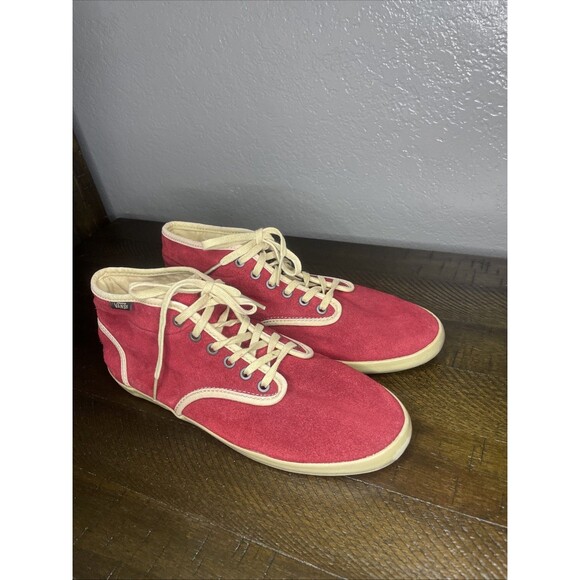 Rare Vintage Women’s 7.5 Vans Surf Siders Red Suede High Top Casual Skate Shoes - Picture 2 of 8